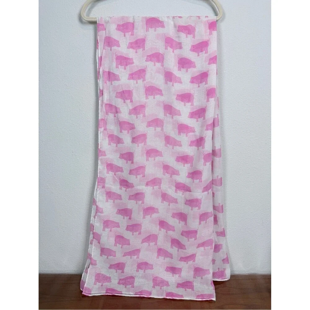 Pink Pig Print Lightweight Scarf 36x72